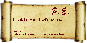 Plakinger Eufrozina névjegykártya
